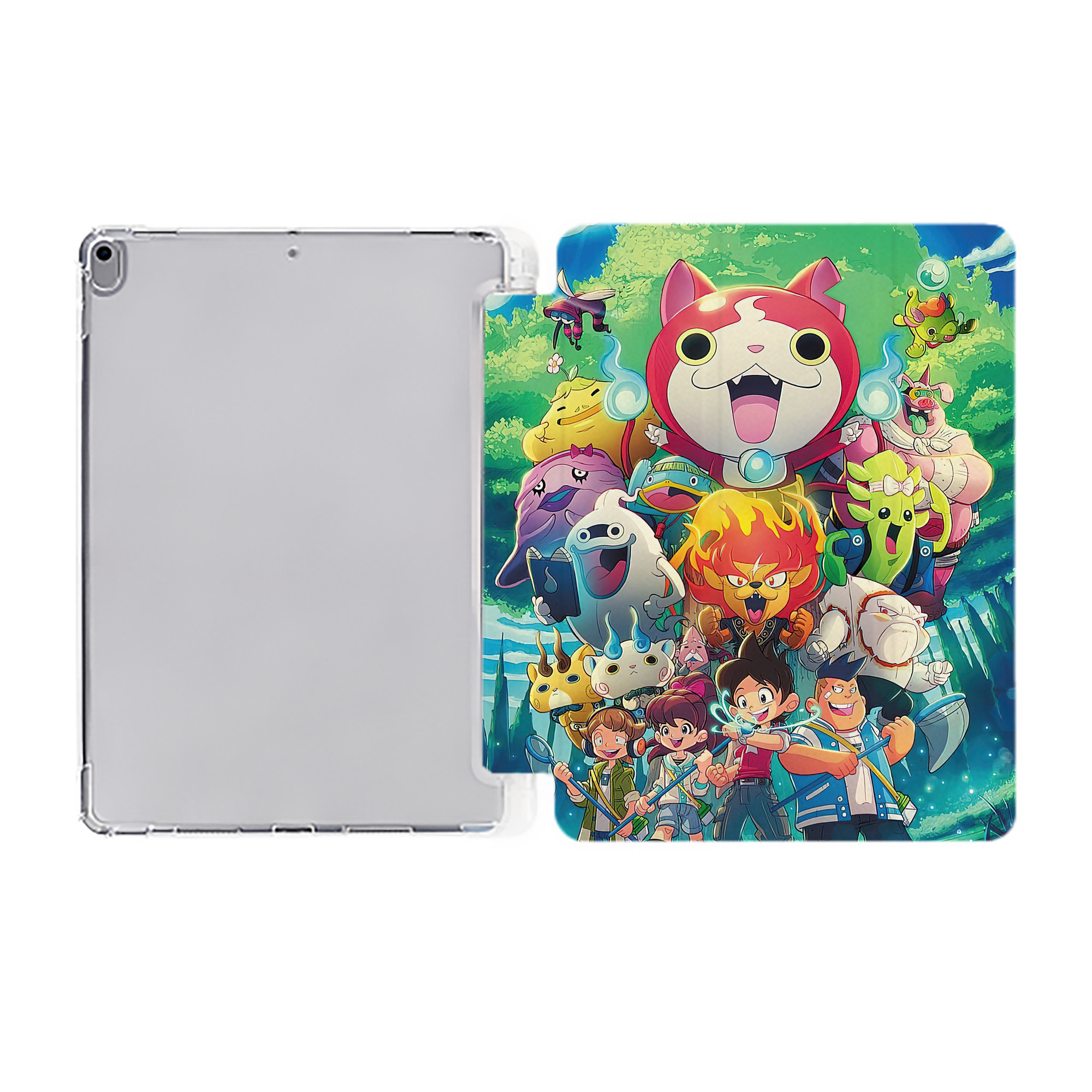 （画像用） 妖怪ウォッチ Yo-kai Watch IPad ケース ペン収納付き 三つ折りスタンド PUレザー×シリコン 対応機種9.5/10.5/10.9インチ